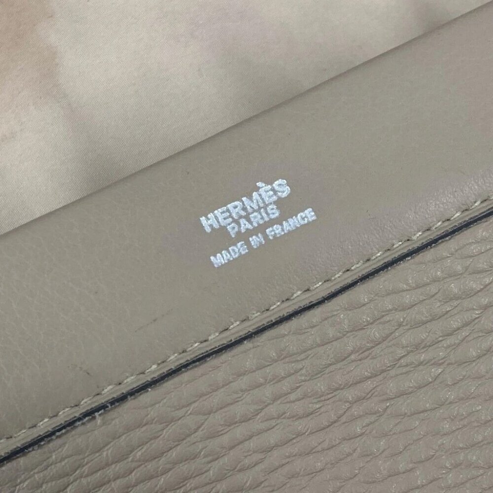 HERMES Equi Pouch Flap Clutch bag Leather Gurege Based - Picture 16 of 16